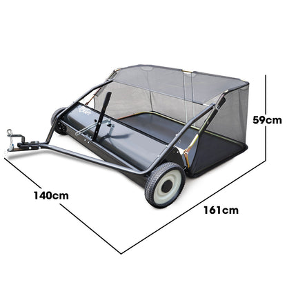 PlantCraft Lawn Sweeper 48" Wide, Tow Behind Leaf and Grass Clipping Collector, Universal Hitch for Ride on V219-GDTSWPPCT48A