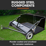 PlantCraft Lawn Sweeper 48" Wide, Tow Behind Leaf and Grass Clipping Collector, Universal Hitch for Ride on V219-GDTSWPPCT48A