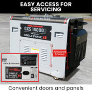 GENPOWER 8.4kW Peak 6kW Rated Commercial Diesel Generator, Electric Key Start, 6 x 15A, Single Phase V219-GEN1DS1M4BGPR