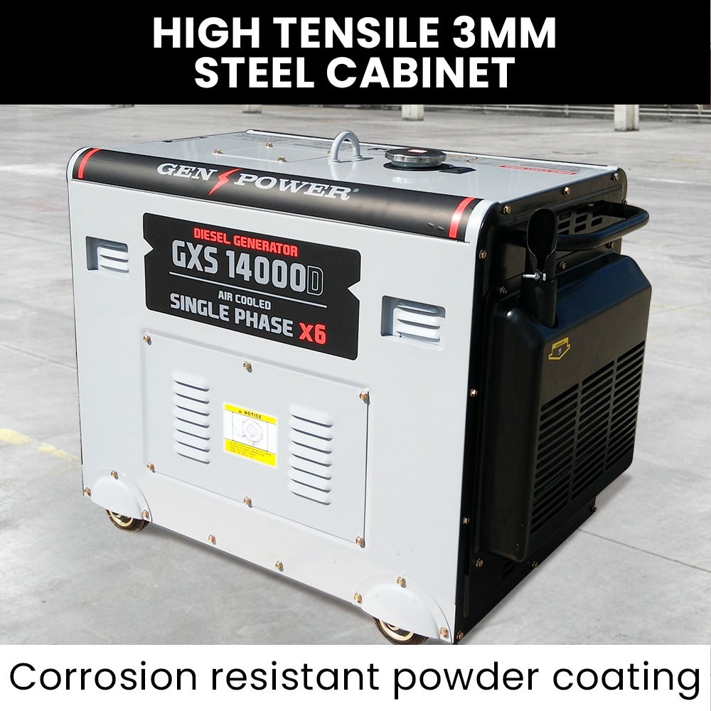 GENPOWER 8.4kW Peak 6kW Rated Commercial Diesel Generator, Electric Key Start, 6 x 15A, Single Phase V219-GEN1DS1M4BGPR