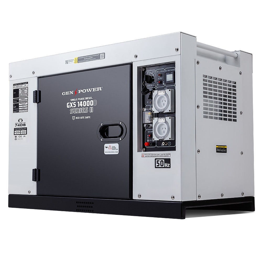 GENPOWER 8.4kW Peak 6kW Rated Commercial Diesel Generator, RCD Safety Switch, Electric Key Start, 2 x 15A, V219-GEN1DSGPRA14K