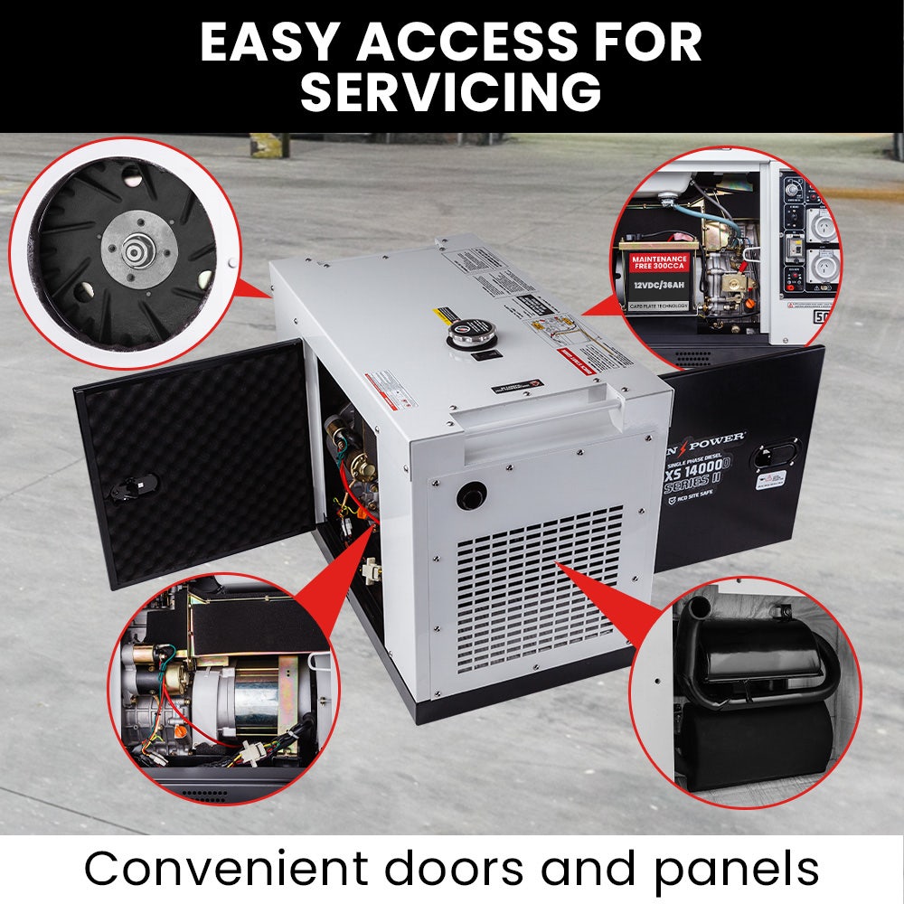 GENPOWER 8.4kW Peak 6kW Rated Commercial Diesel Generator, RCD Safety Switch, Electric Key Start, 2 x 15A, V219-GEN1DSGPRA14K