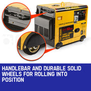 GENPOWER 7kW Peak 5kW Rated Commercial Diesel Generator, Electric Key Start, 1 x 20A 415V 3 Phase, 3 x 15A V219-GEN3DSGPRC1M4