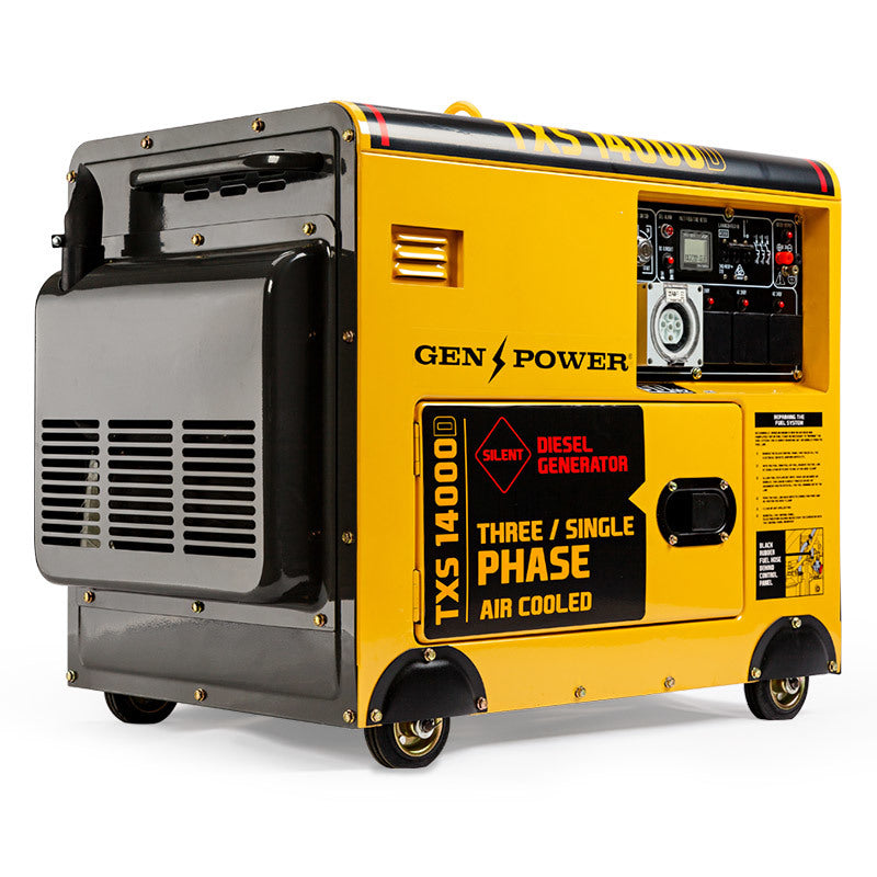 GENPOWER 7kW Peak 5kW Rated Commercial Diesel Generator, Electric Key Start, 1 x 20A 415V 3 Phase, 3 x 15A V219-GEN3DSGPRC1M4