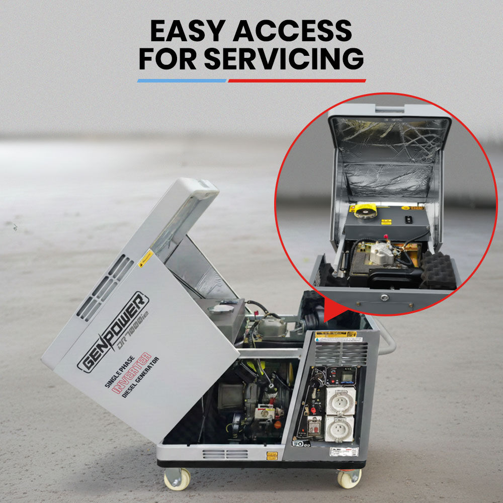 GENPOWER 6.5kW Peak 5kW Rated Diesel Inverter Commercial Generator, Electric Key Start, 2 x 15A, RCD Safety V219-GENDSLGNV5KA