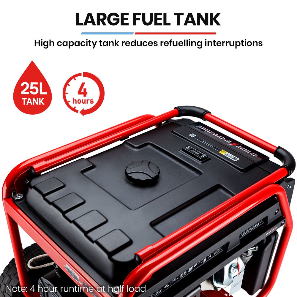 GENPOWER Portable Petrol Generator 8.4kW Max 6kW Rated Single Phase 18HP 420cc 4-Stroke Engine V219-GENPTLGPRB12K