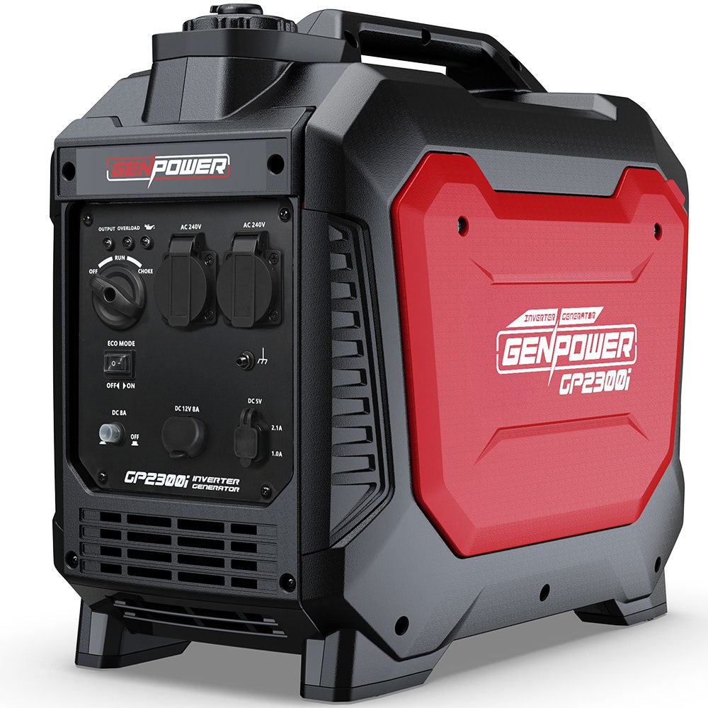 GENPOWER 2.3kW Peak 1.8kW Inverter Generator, 2x15A, 12V, USB, Portable, Petrol, Camping, Home Backup V219-GENPTRGN23SA