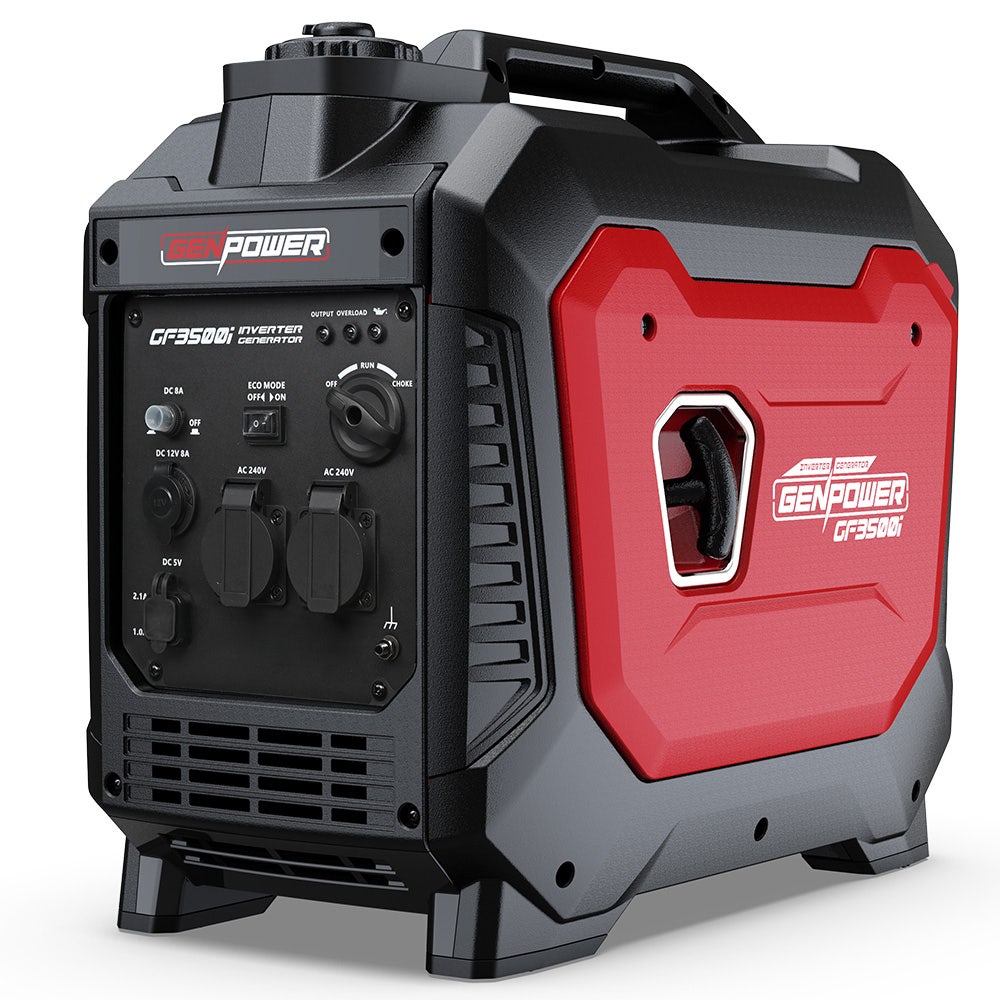 GENPOWER 3.5kW Peak 3kW Enclosed Inverter Generator, 2x15A, 12V, USB, Portable, Compact, Camping, Backup V219-GENPTRGN35SA