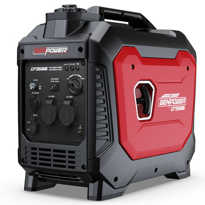 GENPOWER 3.5kW Peak 3kW Enclosed Inverter Generator, 2x15A, 12V, USB, Portable, Compact, Camping, Backup V219-GENPTRGN35SA