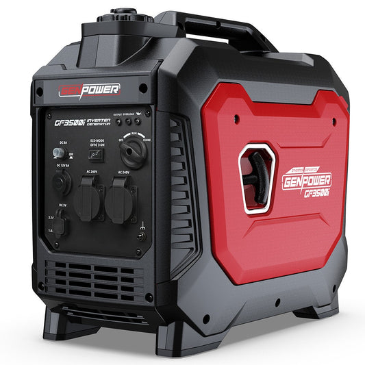 GENPOWER 3.5kW Peak 3kW Enclosed Inverter Generator, 2x15A, 12V, USB, Portable, Compact, Camping, Backup V219-GENPTRGN35SA
