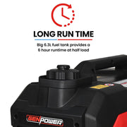 GENPOWER 3.5kW Peak 3kW Enclosed Inverter Generator, 2x15A, 12V, USB, Portable, Compact, Camping, Backup V219-GENPTRGN35SA