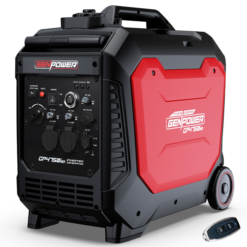 GENPOWER 4.7kW Peak 3.8kW Inverter Generator, Push Button & Remote Start, Portable w/ Wheels, Camping, V219-GENPTRGN47SA