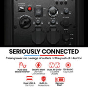 GENPOWER 4.7kW Peak 3.8kW Inverter Generator, Push Button & Remote Start, Portable w/ Wheels, Camping, V219-GENPTRGN47SA
