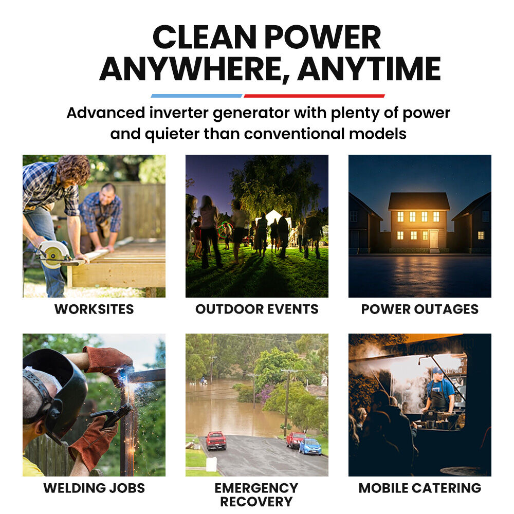 GENPOWER 8.5kW Peak 7.2kw Open Frame Inverter Generator, Push-Button Start, 2x15A, 1x32A, 20L Tank, Wheels, V219-GENPTRGN85FA