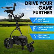 THOMSON E5000 Pro Lithium Golf Buggy, 36 Hole, Only 12kg, Easy Fold, Electric Motorised Buggy Trolley Cart w/ V219-GLFGBSTM6MLA