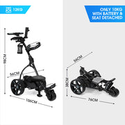 THOMSON E5000 Pro Lithium Golf Buggy, 36 Hole, Only 12kg, Easy Fold, Electric Motorised Buggy Trolley Cart w/ V219-GLFGBSTM6MLA
