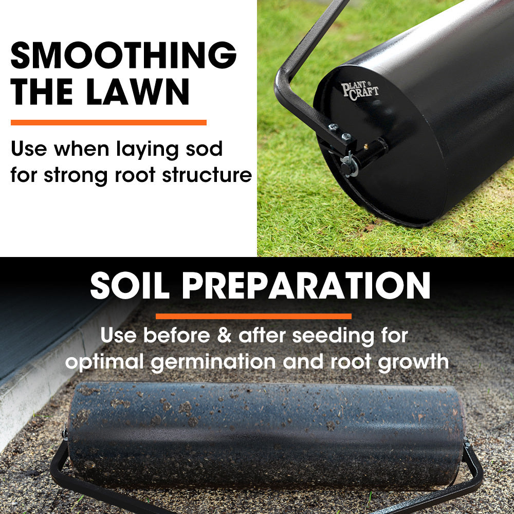 PLANTCRAFT 48" 116L Tow Behind Lawn Roller, Water or Sand Filled, for grass sod, seed, and unlevel ground V219-GRLTOWPCR48A