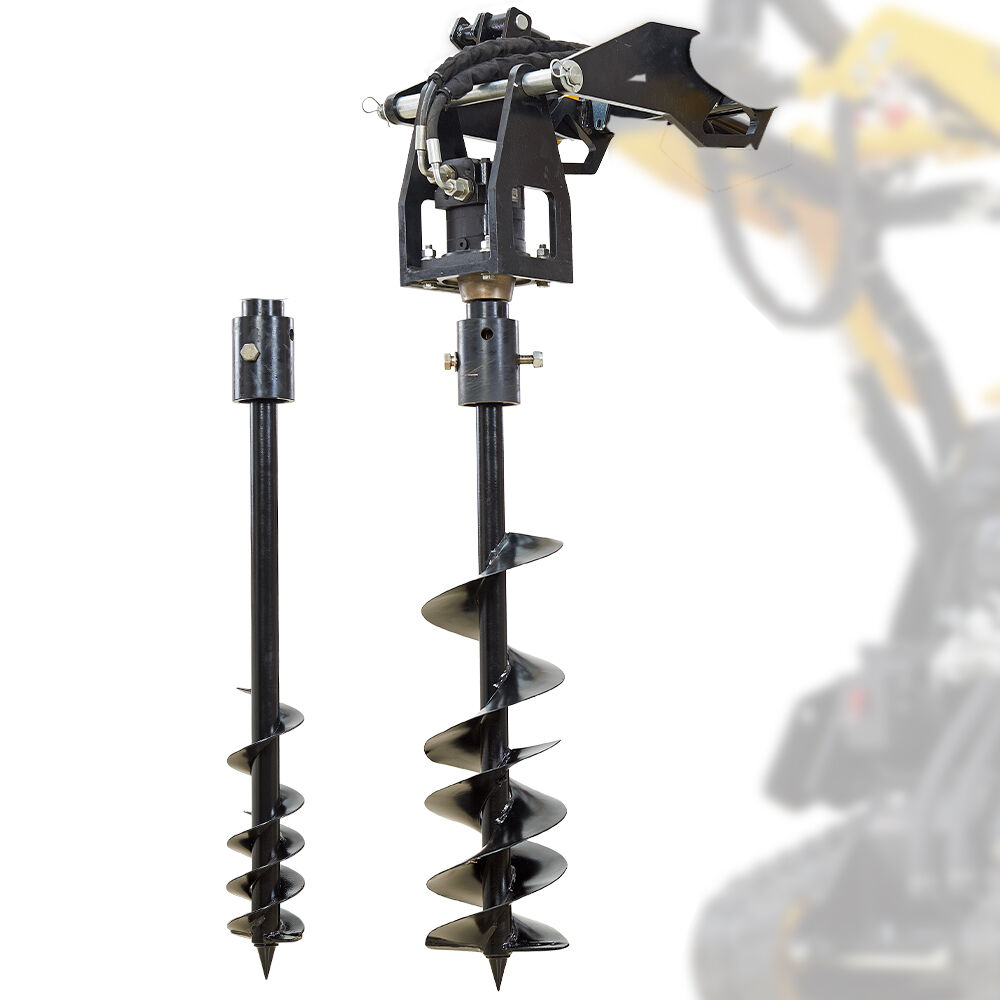 BAUMR-AG Post Hole Auger for BSR5000 Mini Loader Skid Steer, with 100mm & 200mm Bits, Quick Connect Hydraulics V219-GSDACCPCD12A