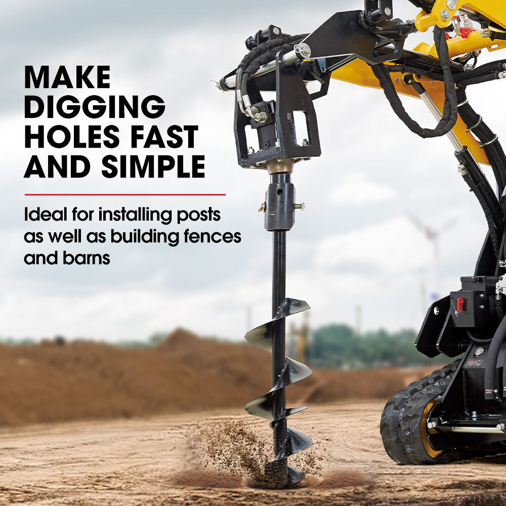 BAUMR-AG Post Hole Auger for BSR5000 Mini Loader Skid Steer, with 100mm & 200mm Bits, Quick Connect Hydraulics V219-GSDACCPCD12A