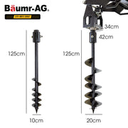BAUMR-AG Post Hole Auger for BSR5000 Mini Loader Skid Steer, with 100mm & 200mm Bits, Quick Connect Hydraulics V219-GSDACCPCD12A
