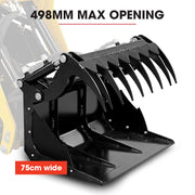 BAUMR-AG Grapple Bucket Accessory for BSR5000 Mini Loader Skid Steer, Quick Connect, Dual Hydraulic Cylinders V219-GSDACCPCGB8A