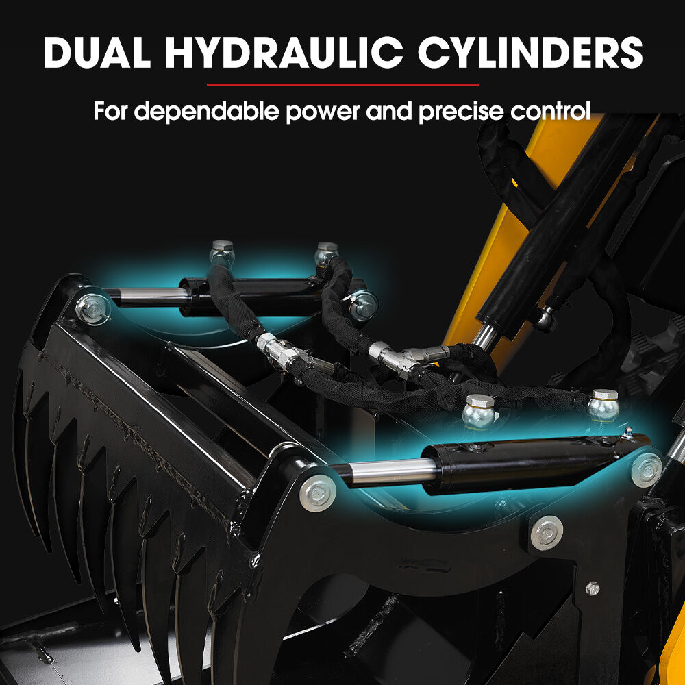 BAUMR-AG Grapple Bucket Accessory for BSR5000 Mini Loader Skid Steer, Quick Connect, Dual Hydraulic Cylinders V219-GSDACCPCGB8A