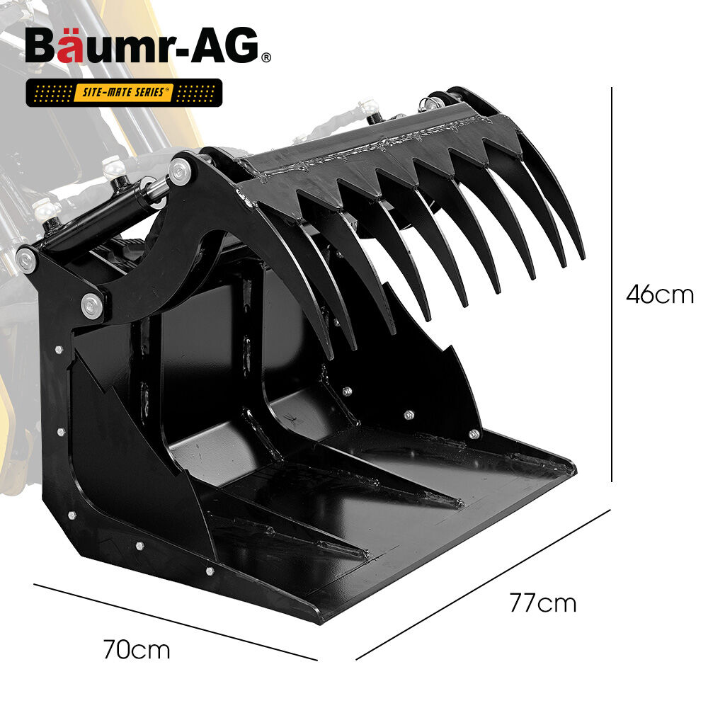 BAUMR-AG Grapple Bucket Accessory for BSR5000 Mini Loader Skid Steer, Quick Connect, Dual Hydraulic Cylinders V219-GSDACCPCGB8A