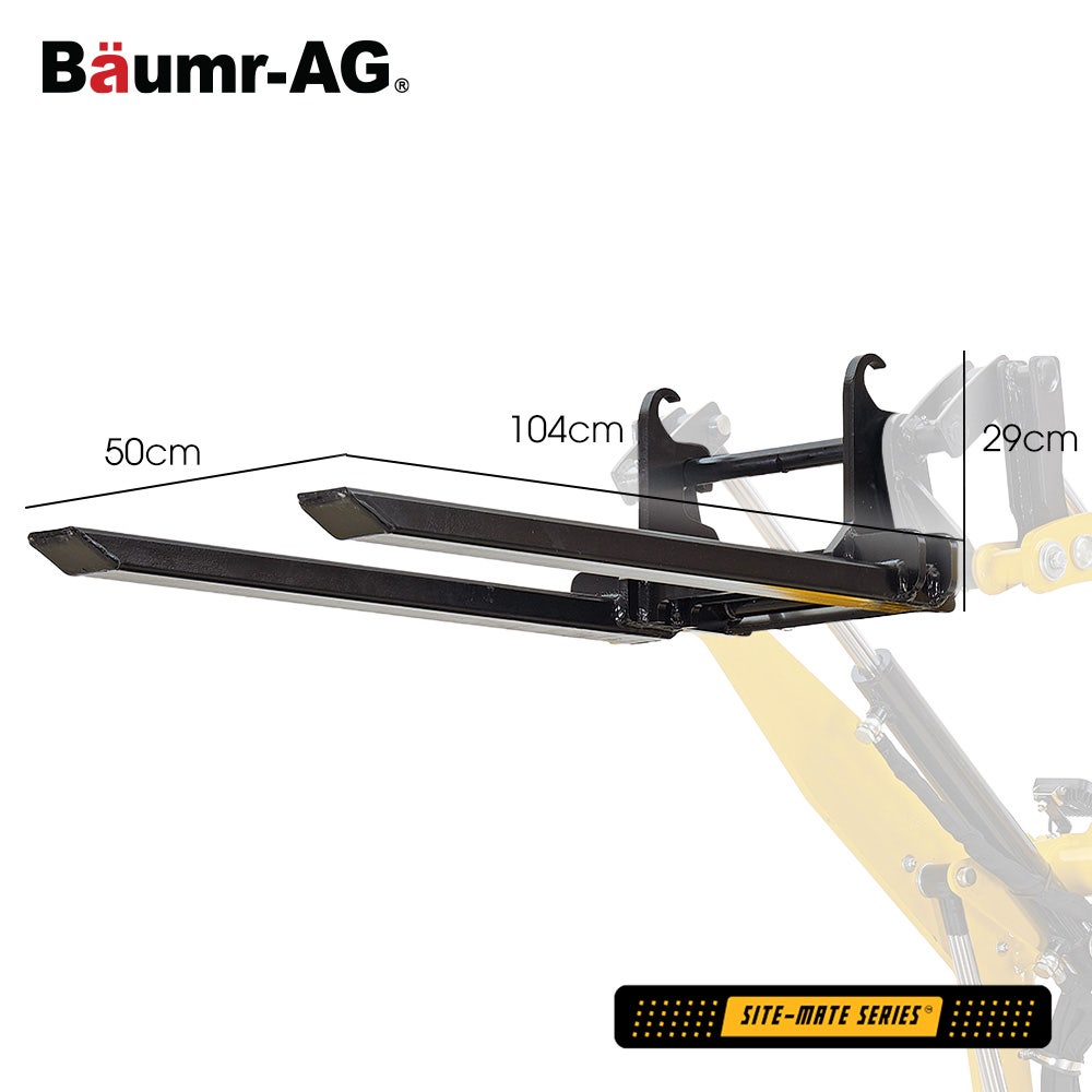 BAUMR-AG Pallet Forks Accessory for BSR5000 Mini Loader Skid Steer, Quick Connect Hydraulics, 150kg Rated V219-GSDACCPCPF8A