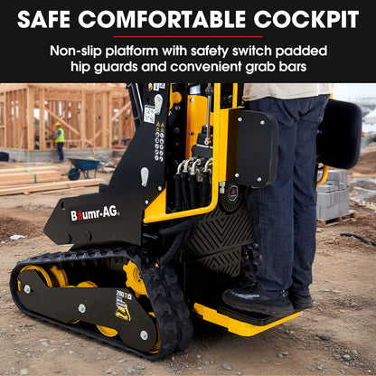 BAUMR-AG BSR5000 Mini Loader Skid Steer, with Bucket, 10hp OHV 4-Stroke Petrol Engine, 200kg Rated Operating V219-GSDSKDPCTB5A