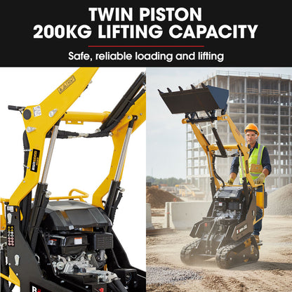 BAUMR-AG BSR5000 Mini Loader Skid Steer, with Bucket, 10hp OHV 4-Stroke Petrol Engine, 200kg Rated Operating V219-GSDSKDPCTB5A
