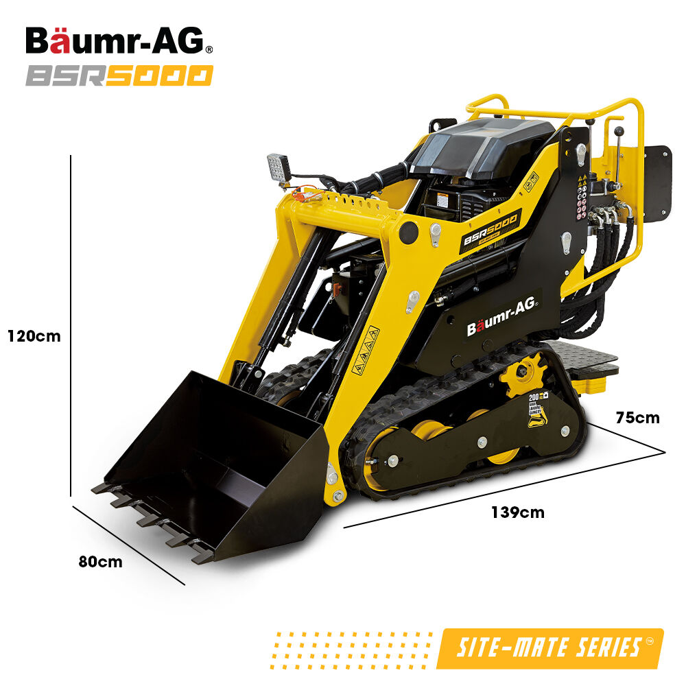 BAUMR-AG BSR5000 Mini Loader Skid Steer, with Bucket, 10hp OHV 4-Stroke Petrol Engine, 200kg Rated Operating V219-GSDSKDPCTB5A