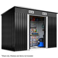 PlantCraft Galvanised Steel Garden Shed 2.38 x 1.31 x 1.82m, with 2 Sliding Doors, 2 Air Vents, Skillion V219-GSDSTLPC31SA