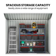 PlantCraft Galvanised Steel Garden Shed 2.38 x 1.31 x 1.82m, with 2 Sliding Doors, 2 Air Vents, Skillion V219-GSDSTLPC31SA