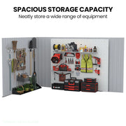 PLANTCRAFT Galvanised Steel Garden Shed 2.58 x 2.07 x 2.02m, with 2 Sliding Doors, 4 Air Vents, Gable Roof, V219-GSDSTLPC53GA