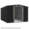 PlantCraft Galvanised Steel Garden Shed 2.58 x 3.13 x 2.02m, with 2 Sliding Doors, 4 Air Vents, Gable Roof, V219-GSDSTLPC80GA