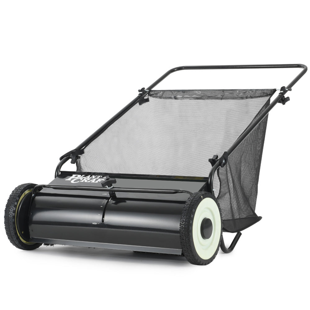 PlantCraft Push Lawn Sweeper, 26" Wide Leaf and Grass Clipping Collector V219-GSWWLKPCP26A