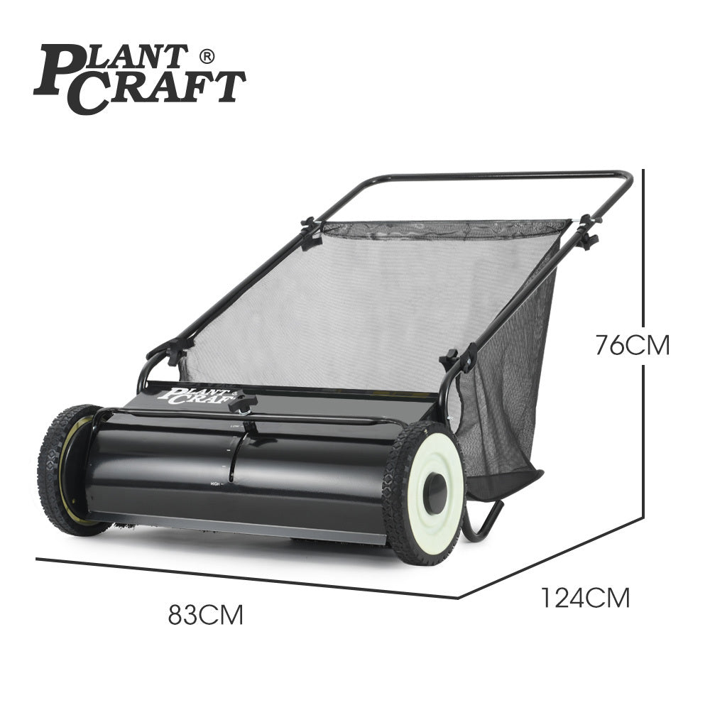 PlantCraft Push Lawn Sweeper, 26" Wide Leaf and Grass Clipping Collector V219-GSWWLKPCP26A