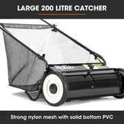 PlantCraft Push Lawn Sweeper, 26" Wide Leaf and Grass Clipping Collector V219-GSWWLKPCP26A