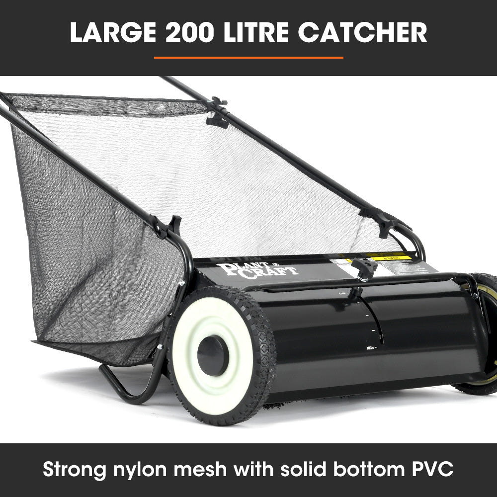PlantCraft Push Lawn Sweeper, 26" Wide Leaf and Grass Clipping Collector V219-GSWWLKPCP26A