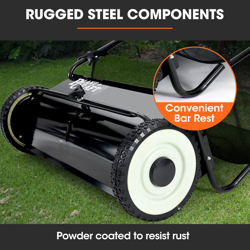 PlantCraft Push Lawn Sweeper, 26" Wide Leaf and Grass Clipping Collector V219-GSWWLKPCP26A