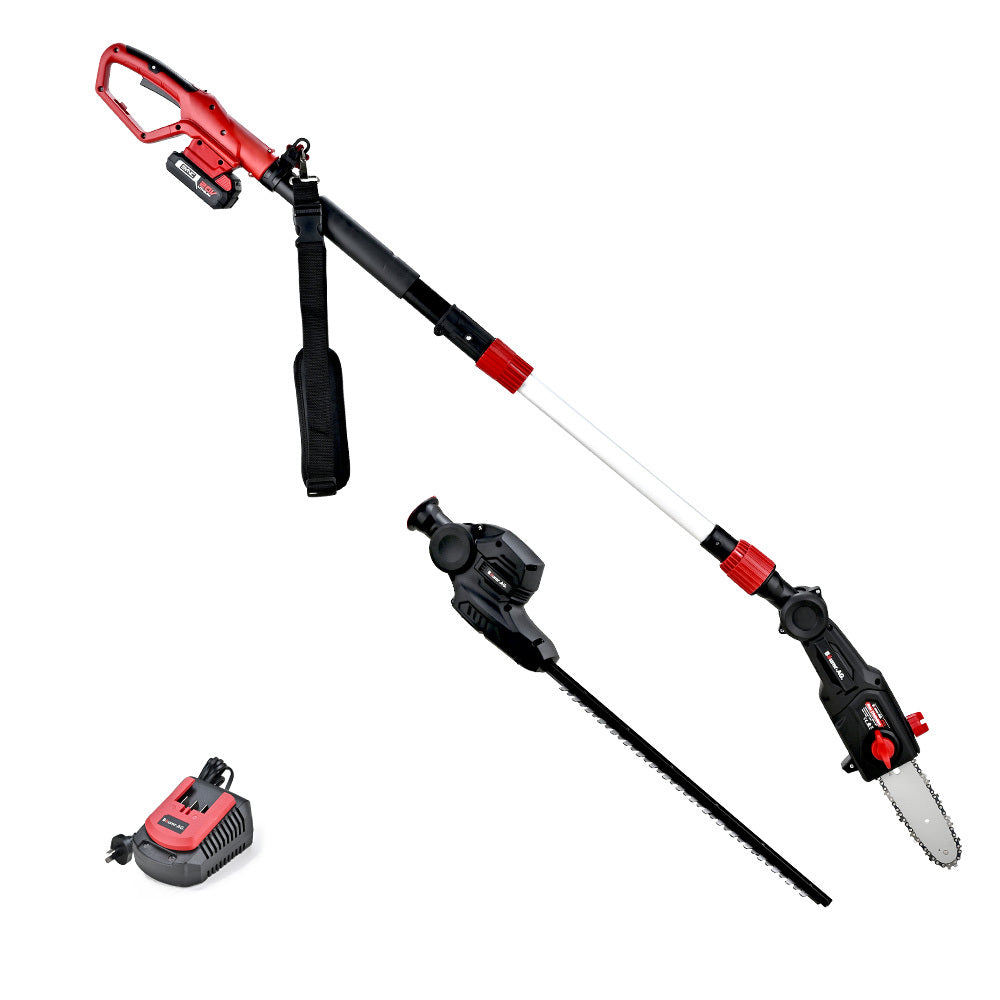 BAUMR-AG 20V SYNC Cordless Pole Saw & Hedge Trimmer Combo, 8 inch Chainsaw Pruner, Telescopic Handle, with V219-GTCCLSBMHC3A