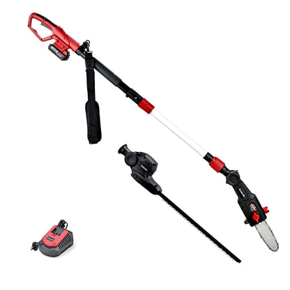 BAUMR-AG 20V SYNC Cordless Pole Saw & Hedge Trimmer Combo, 8 inch Chainsaw Pruner, Telescopic Handle, with V219-GTCCLSBMHC3A