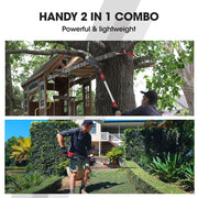 BAUMR-AG 20V SYNC Cordless Pole Saw & Hedge Trimmer Combo, 8 inch Chainsaw Pruner, Telescopic Handle, with V219-GTCCLSBMHC3A