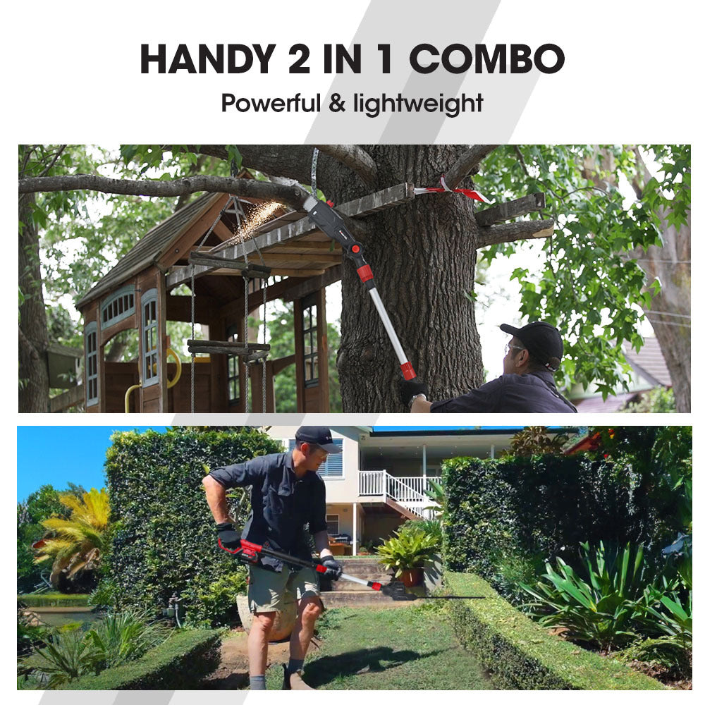 BAUMR-AG 20V SYNC Cordless Pole Saw & Hedge Trimmer Combo, 8 inch Chainsaw Pruner, Telescopic Handle, with V219-GTCCLSBMHC3A