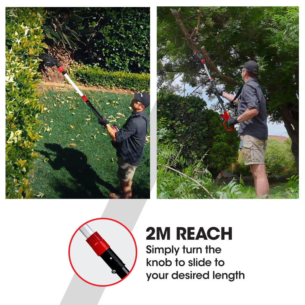 BAUMR-AG 20V SYNC Cordless Pole Saw & Hedge Trimmer Combo, 8 inch Chainsaw Pruner, Telescopic Handle, with V219-GTCCLSBMHC3A