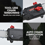 BAUMR-AG 20V SYNC Cordless Pole Saw & Hedge Trimmer Combo, 8 inch Chainsaw Pruner, Telescopic Handle, with V219-GTCCLSBMHC3A