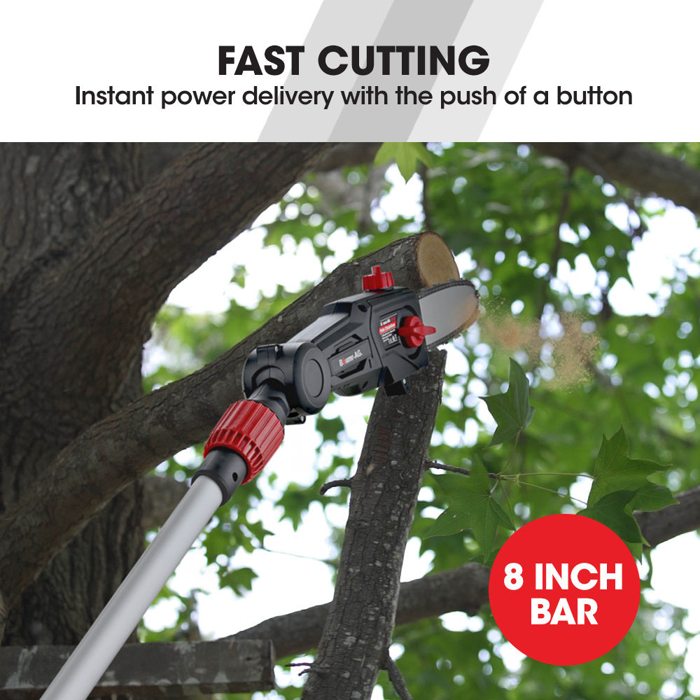 BAUMR-AG 20V SYNC Cordless Pole Saw & Hedge Trimmer Combo, 8 inch Chainsaw Pruner, Telescopic Handle, with V219-GTCCLSBMHC3A