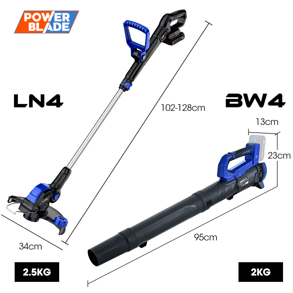 POWERBLADE 20V Leaf Blower & Line Trimmer / Edger Combo, Kit with 4.0Ah Battery & Fast Charger V219-GTCCLSPBBL2LT2A