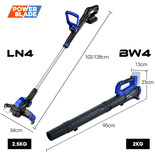 POWERBLADE 20V Leaf Blower & Line Trimmer / Edger Combo, Kit with 4.0Ah Battery & Fast Charger V219-GTCCLSPBBL2LT2A