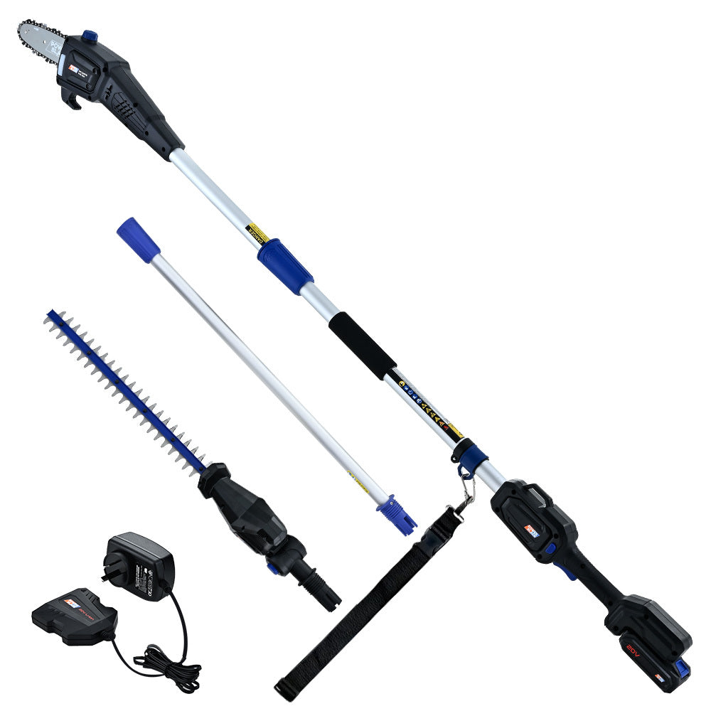 POWERBLADE 20V Cordless Pole Saw & Hedge Trimmer Combo, 8" Chainsaw Pruner & 20" Hedger, Telescopic Handle, V219-GTCCLSPBPS2PT2